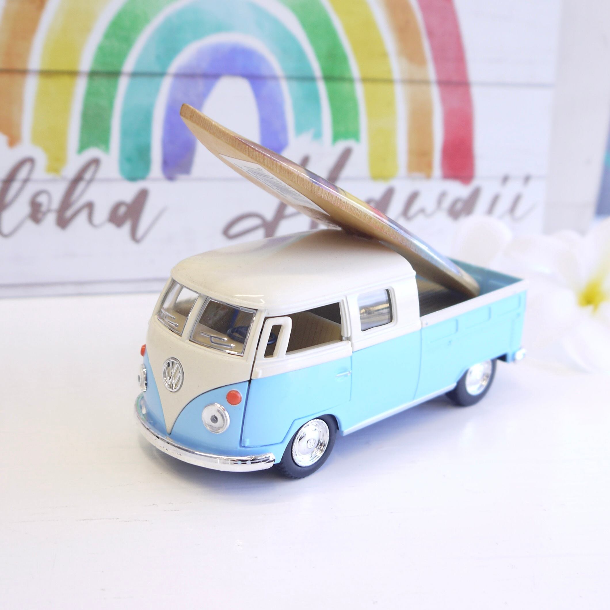 ★Wキャブピック ワーゲン ミニカー★1963 サンセットサーフボード VW トラック/ワーゲントラック<ライトブルー×ホワイト>3