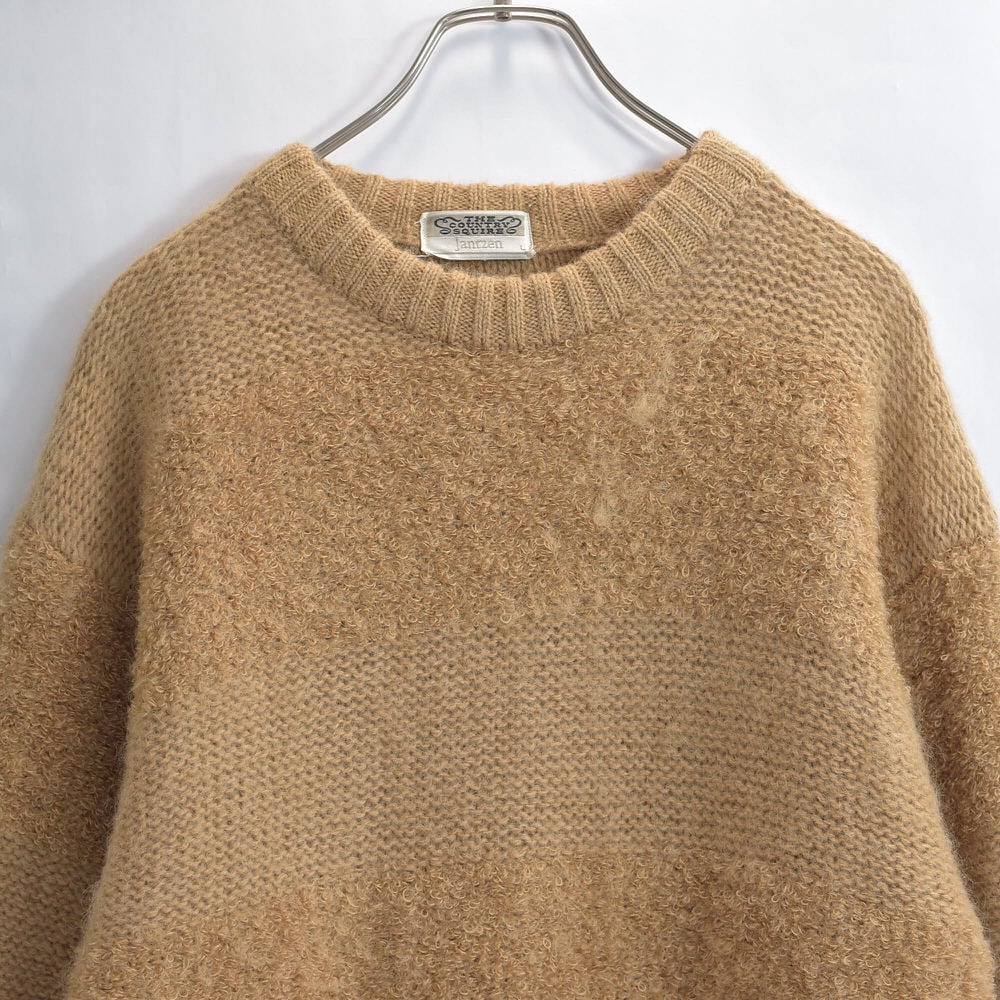 80~90s Jantzen ジャンセン ボーダー切り替え ウール プルオーバー ニット ヴィンテージ ベージュ ビンテージ アメリカ古着 メンズLサイズ