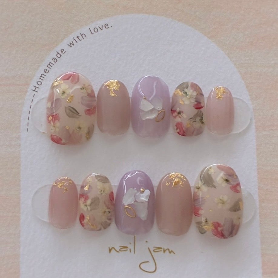 Blue purple flower 【しっとり。雫ネイルNo.032】 | nail jam