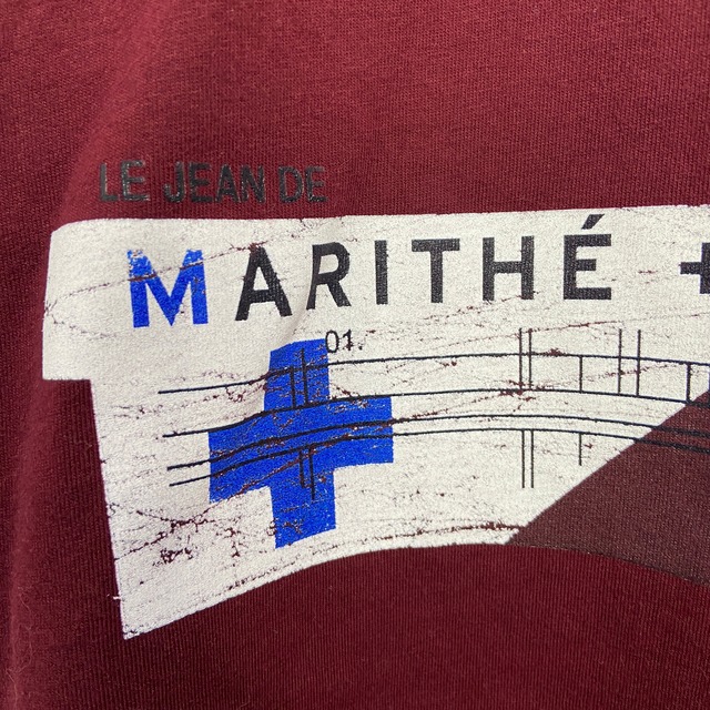 マリテフランソワジルボー プリントロゴTシャツ 半袖 ボルドー L