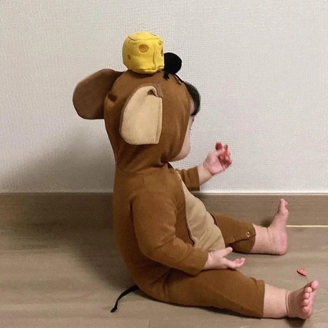★送料無料★  2カラー  ベビー ねずみさんロンパース  66cm～90cm  韓国子供服　男の子　女の子　ハロウィン