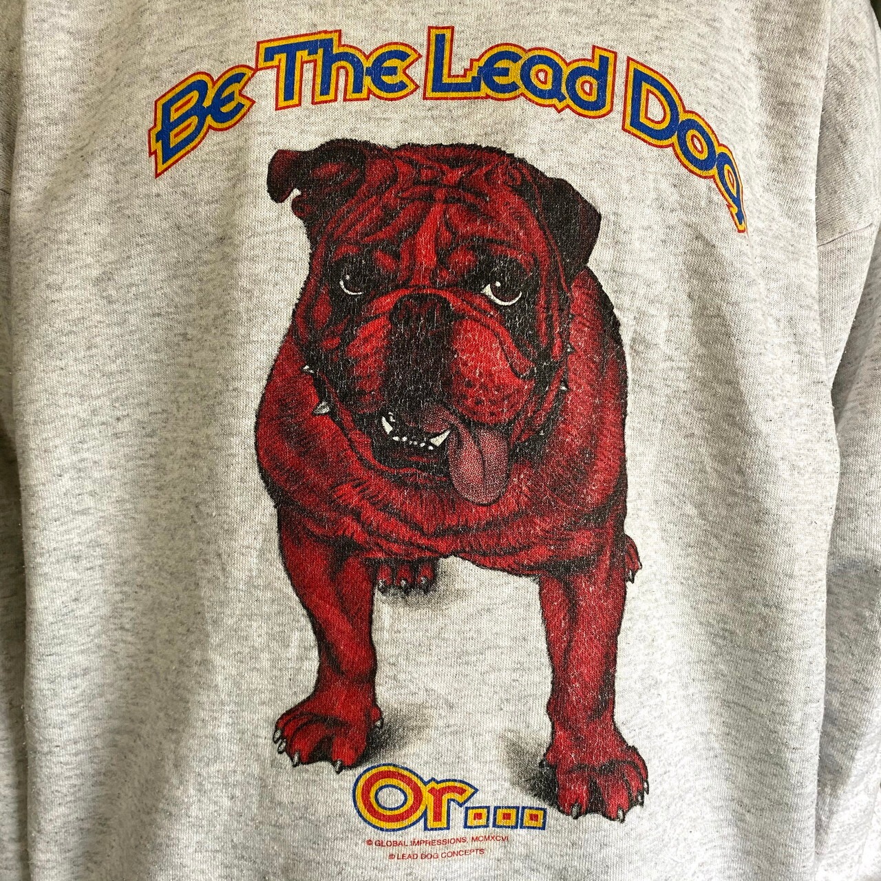 90年代 USA製 Be The Lead Dog ブルドック アニマルプリントスウェット 
