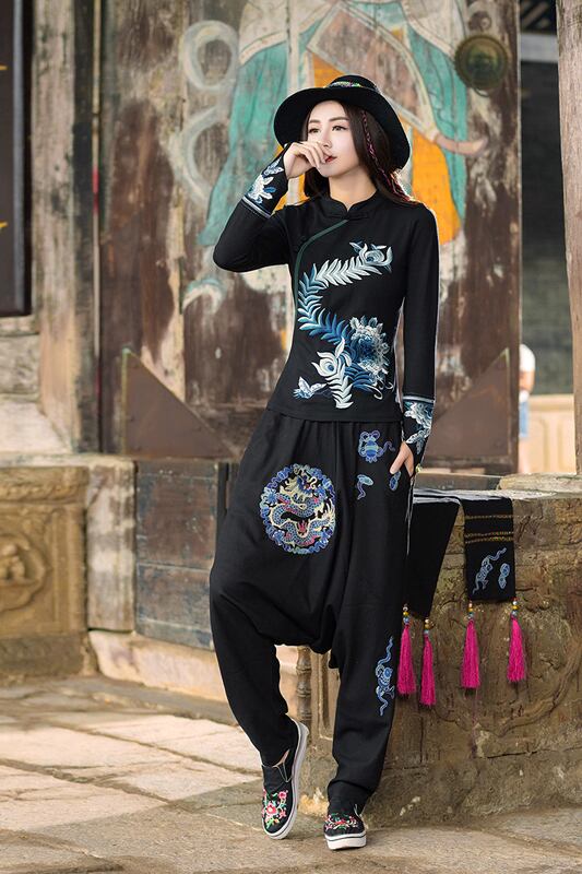 チャイナ風トップス チャイナ風Tシャツ チャイナ風服 改良唐装 改良