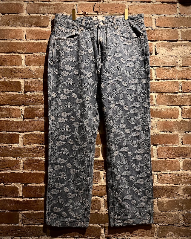 【Caka act3】Paisley Pattern Vintage Straight Silhouette Denim Pants