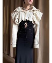 natural color big collar remake knit-4450-12