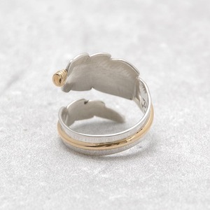 【INDIAN JEWELRY インディアンジュエリー】Navajo Feather Ring ANNE VALENCIA ナバホ族 フェザーリング アン・ヴァレンシア作 14KGF