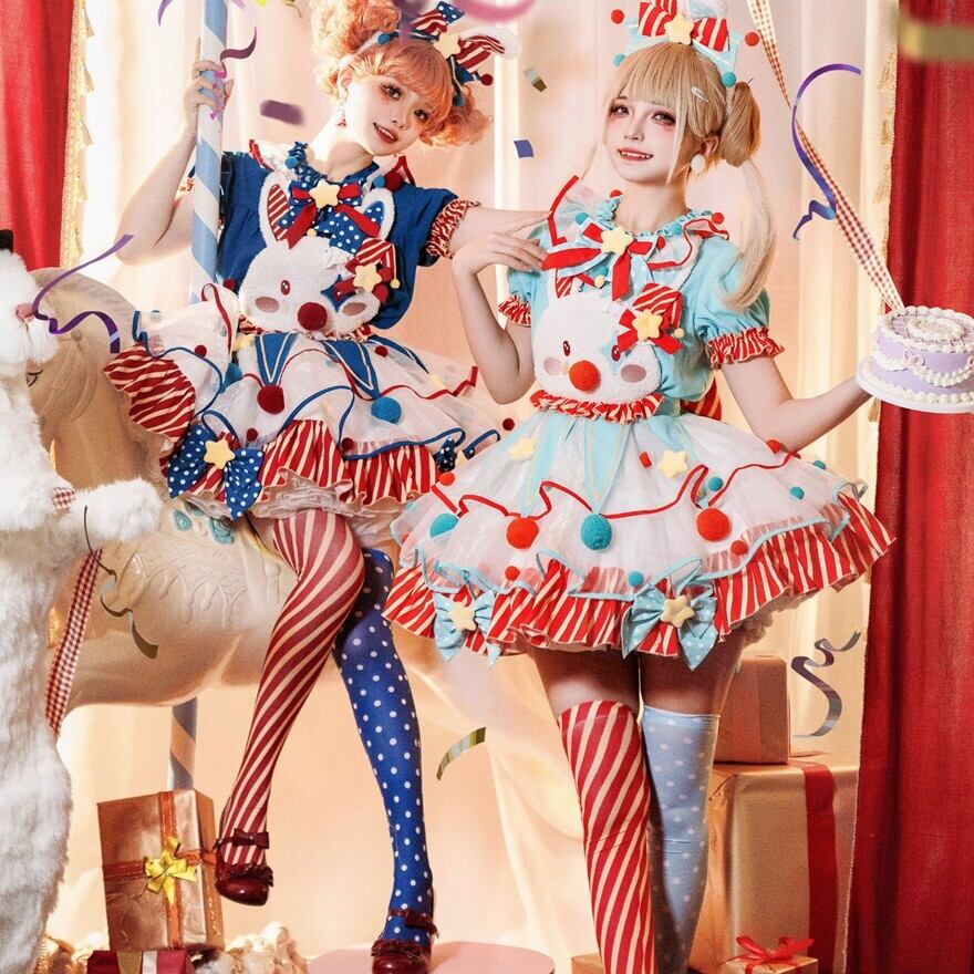 納期45日 ピエロ ニーハイソックス ハロウィン コンカフェ イベント コスプレ衣装