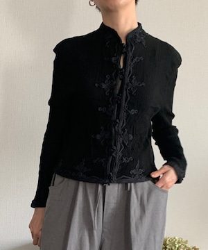 【送料無料】Black Chinese compact jacket blouse