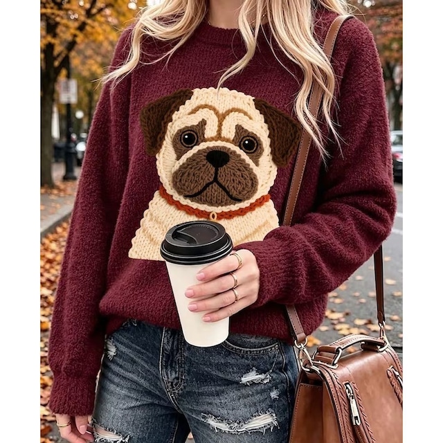 Pullover -printed pug-  4colors　　t-hd146
