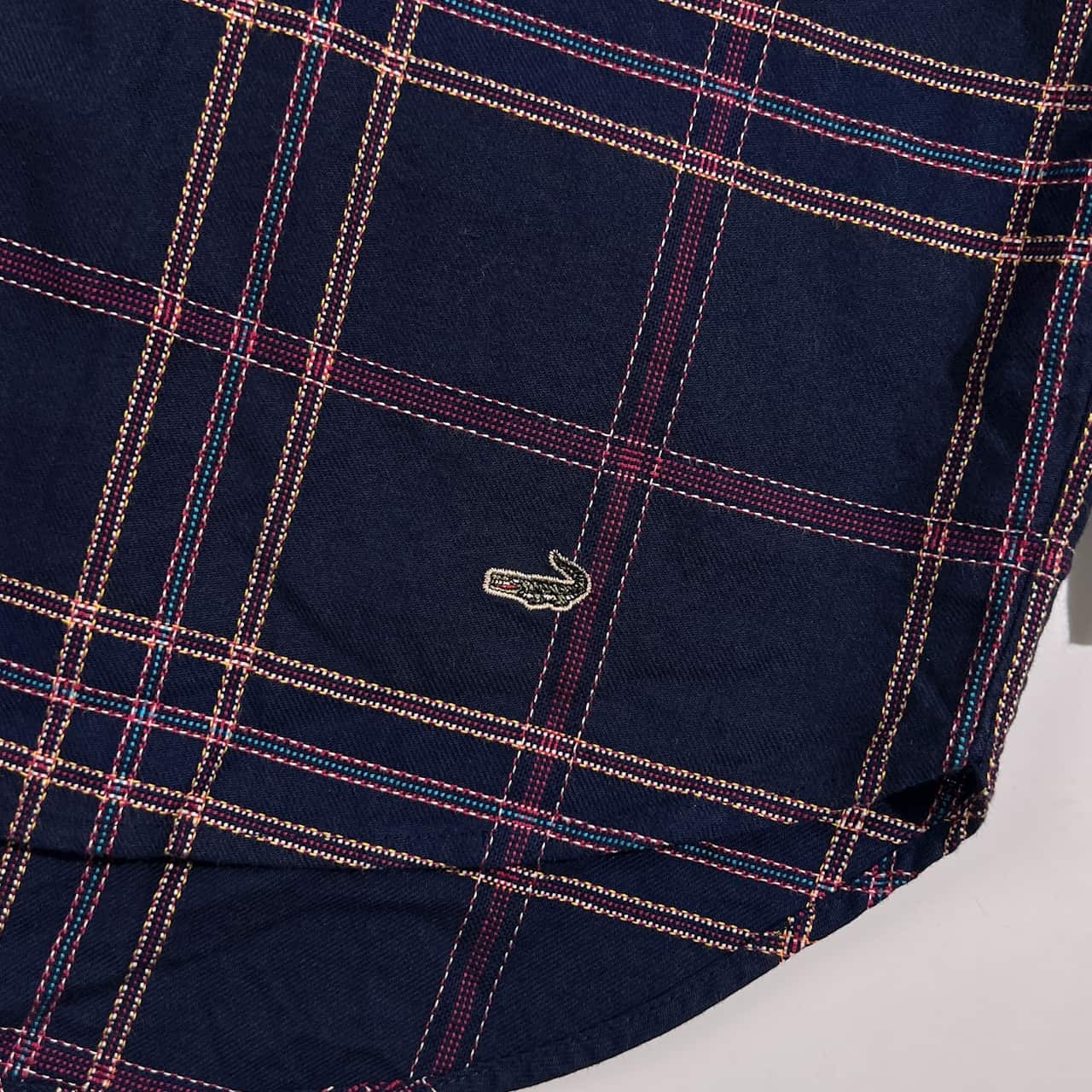 Crocodile クロコダイル チェック柄 プルオーバー チュニック丈 シャツ ブラウス L /ネイビー系 レディース カジュアル