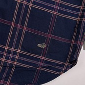 Crocodile クロコダイル チェック柄 プルオーバー チュニック丈 シャツ ブラウス L /ネイビー系 レディース カジュアル