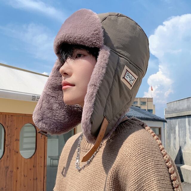 予約販売】パイロット帽子 メンズ ロシア帽 厚手 ファー イヤー