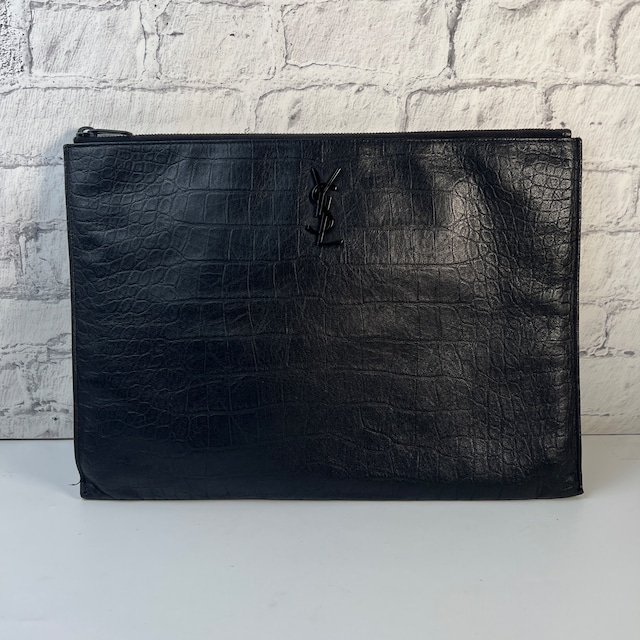 【最終処分SALE】YVES SAINT LAURENT イヴ・サンローランカサンドラ クラッチバッグ ブラック A-7475