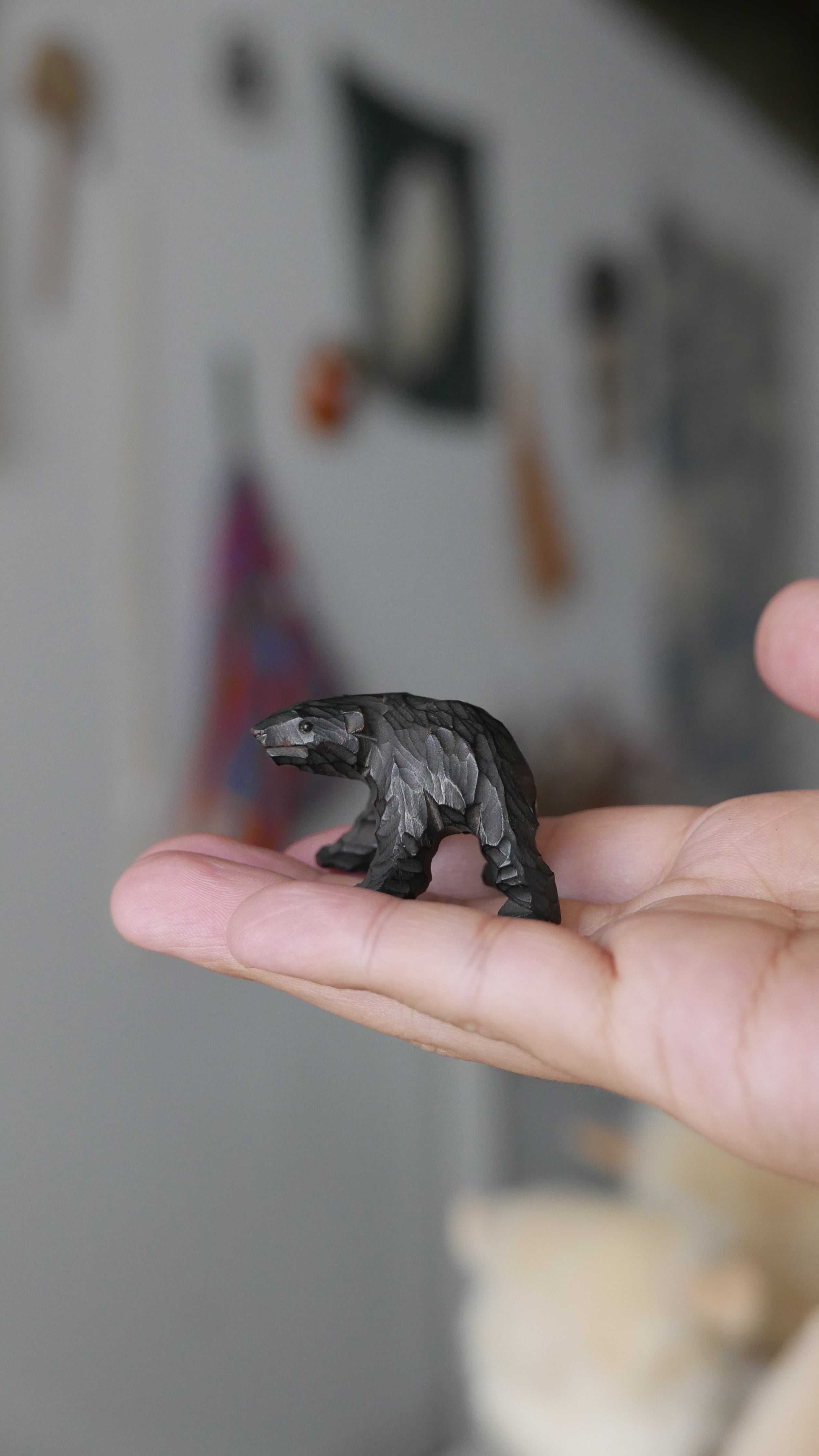 old japan wooden bear , very small