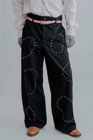 【ADAPTART】DOUBLE BELT LOOP STUDS TROUSERS