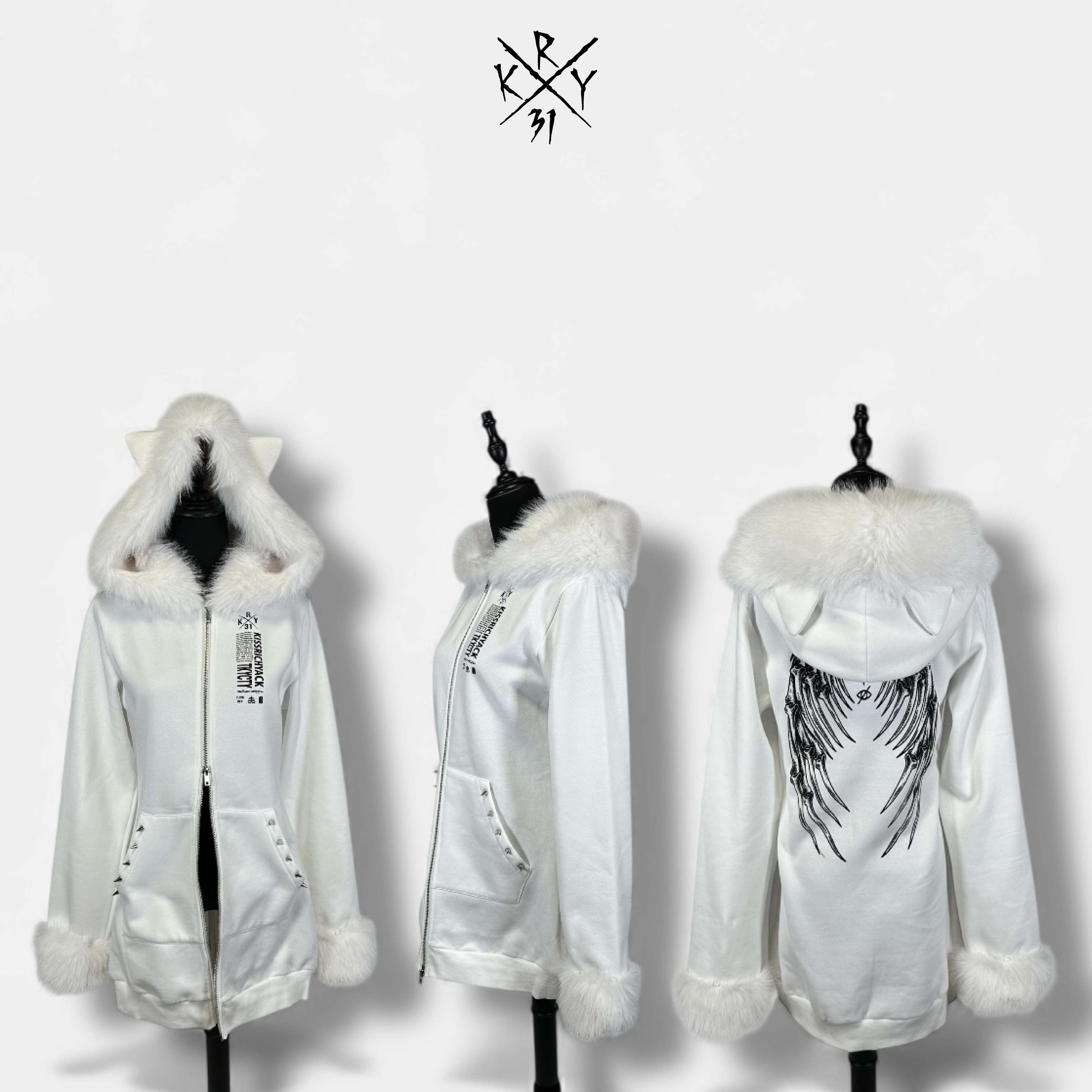 Kry Clothing 猫耳フリルパーカー ブラック×ホワイト KISAI」 | KRY clothing