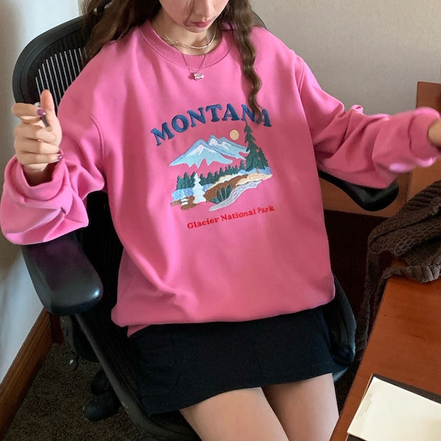 montana embroidered crew neck sweatshirt J00088
