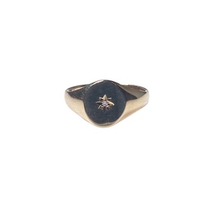 vintage c1980 9ct gold signet ring set with diamond