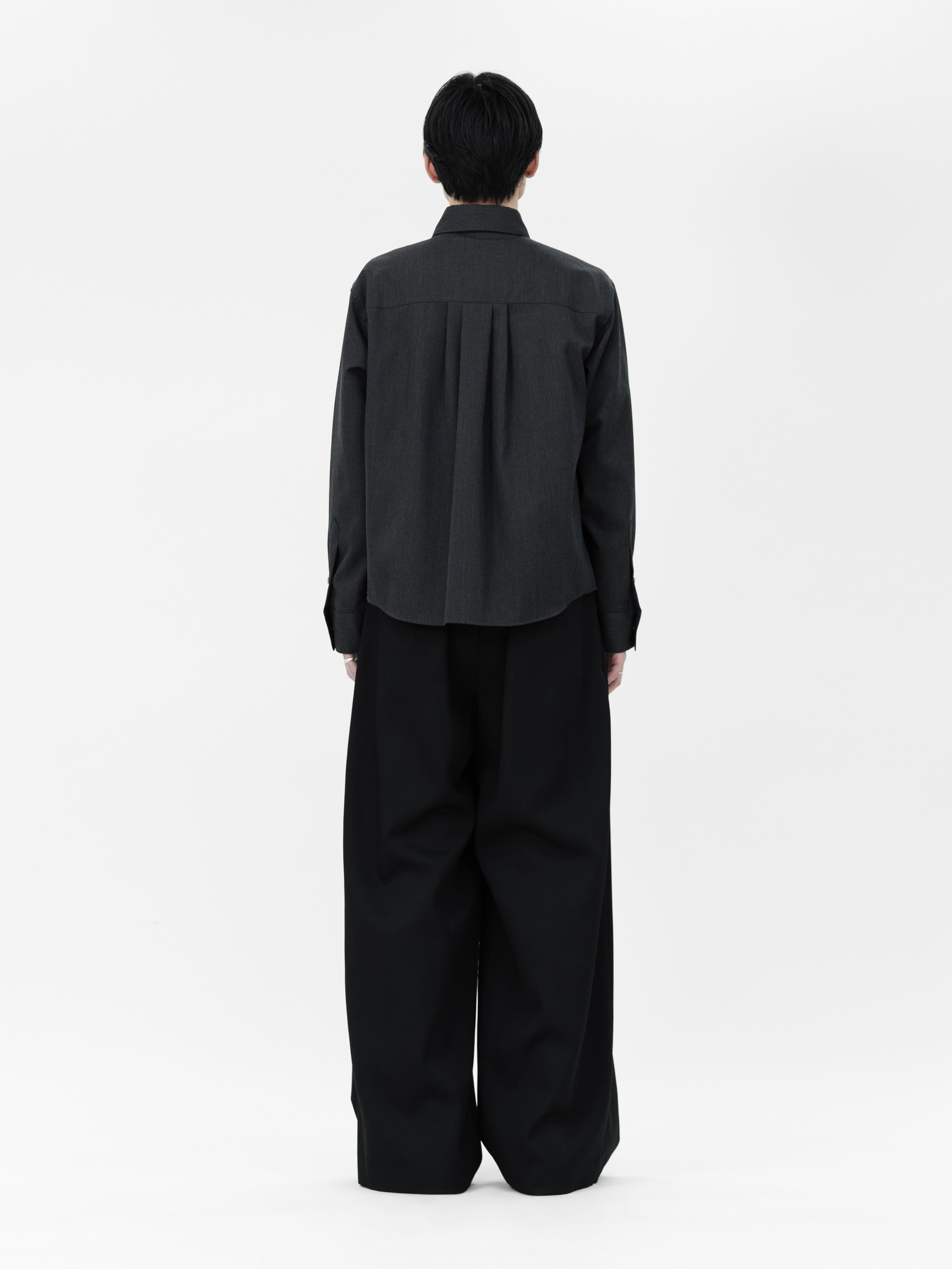 HEAVY WOOL GABARDINE OVER WIDE TUCK TROUSERS【BLACK】 | lapiis
