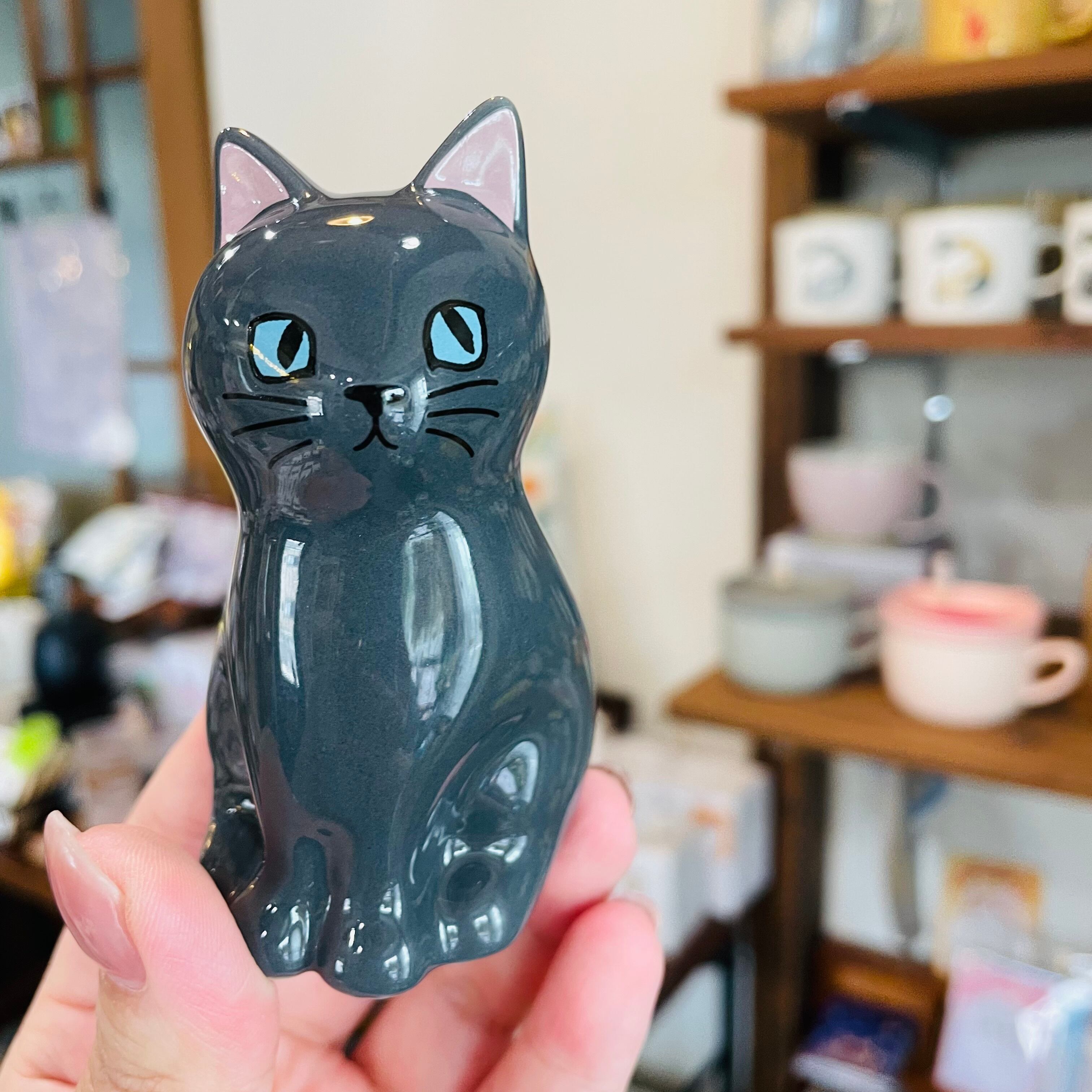 フラワーベース｜ ペンスタンド｜くろこねこA　猫 ねこ ネコ 猫雑貨 ねこモチーフ 猫グッズ ネコ柄 花瓶 花器 花びん フラワーベース 置物 オブジェ フラワーアレンジ ペン立て ペンスタンド 陶器 かわいい おしゃれ レディース プレゼント 贈り物 ギフト