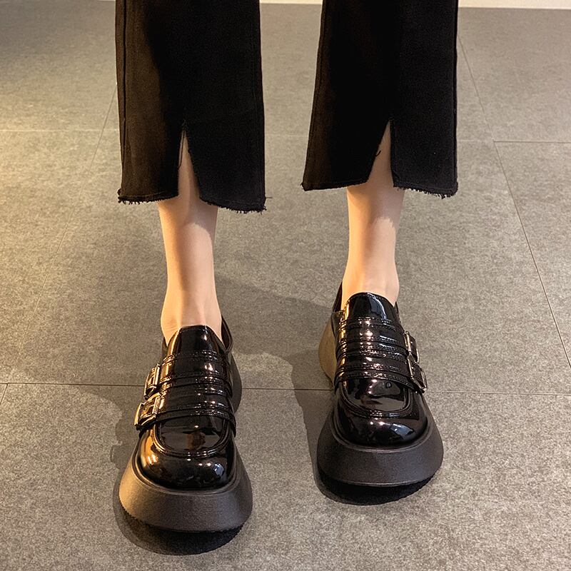 シングルオータムベルト バックルスタイルスタンダードレザー 靴 シューズ レトロ 秋物 ハーネス フェイクシューズ61386662891