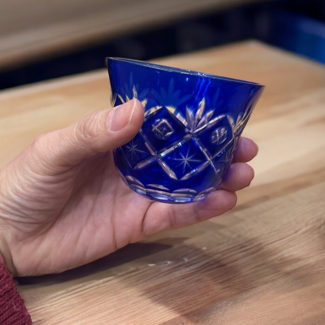 切子グラス 茶杯 青 キリコ ガラス 硝子 コップ ギフト 母の日 父の日 敬老の日 おしゃれ 和モダン EP0054BLU