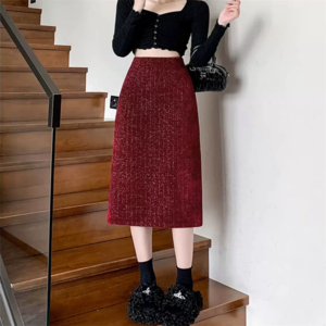 【送料無料】 ロングスカート 2色 ペンシルスカート ミモレ ひざ丈 ストレート Iライン ハイウエスト スリット キラキラ かわいい 大人可愛い きれいめ シンプル カジュアル 大人 上品 おしゃれ お洒落 こなれ感 コンサバ系 ラフ 抜け感 エレガント レディライク ガーリー フェミニン 秋 冬 10代 20代 30代 40代 レディース 女性用 ママ服 チェック柄 デート お出かけ お呼ばれ 休日 アウトドア お茶会 女子会 授業参観 誕生日会 二次会 パーティー ブラック レッド 大人カラー