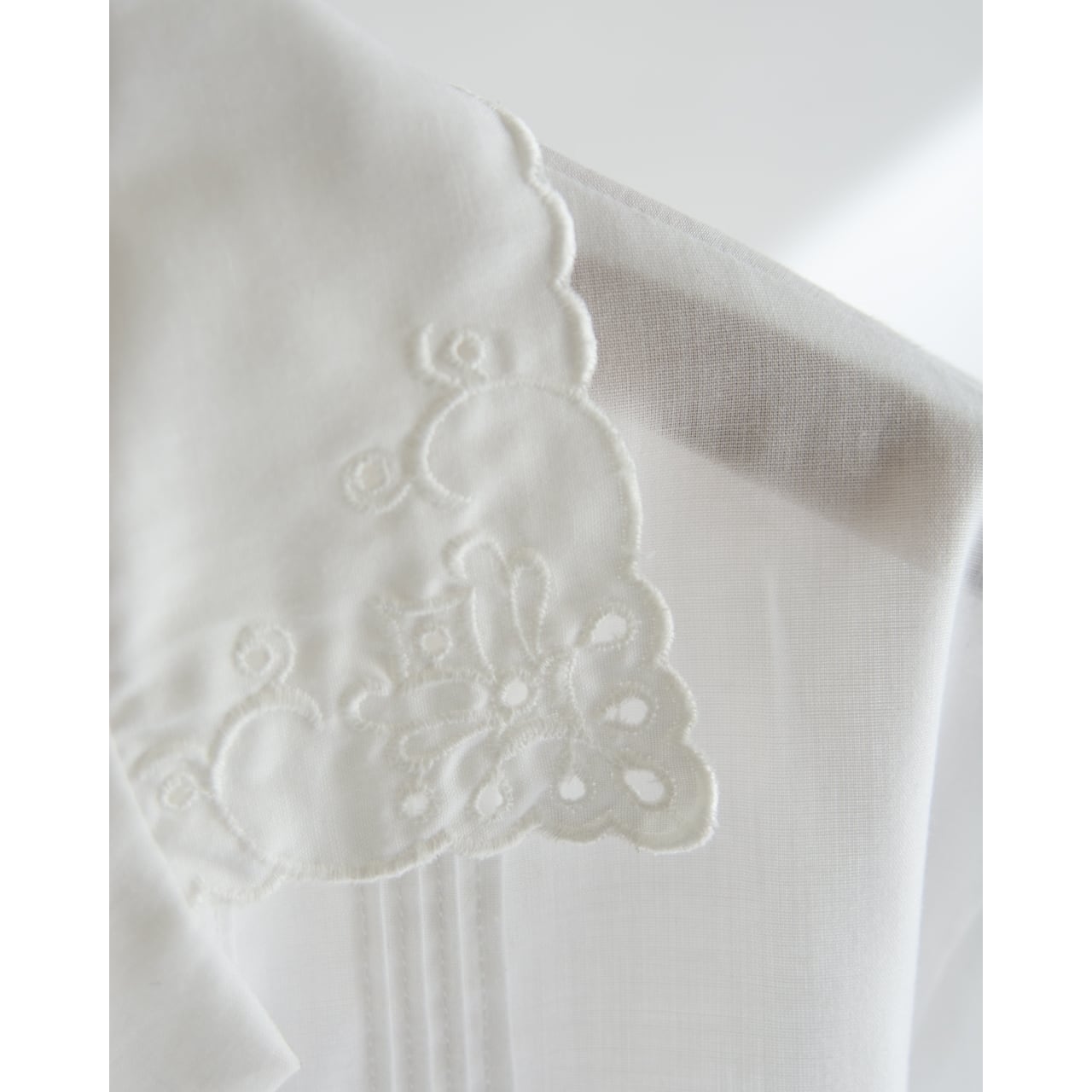 【Unknown Brand】Made in France Polyester-Cotton Open Collar Blouse（フランス製 ポリエステルコットン オープンカラーブラウス）