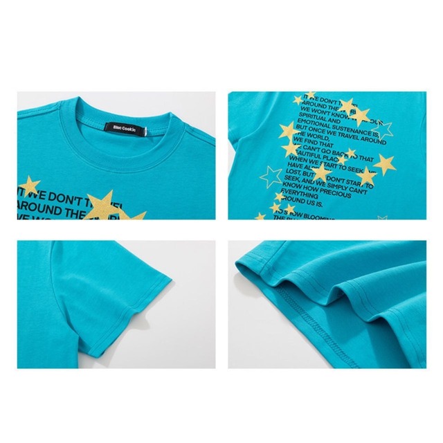 ポップスタープリントレタリングデザインTシャツ 2col   R02401