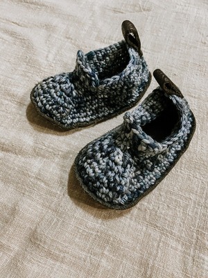 【即納】merino wool bootie (denim) 100％メリノウールベビーブーティー （デニム）
