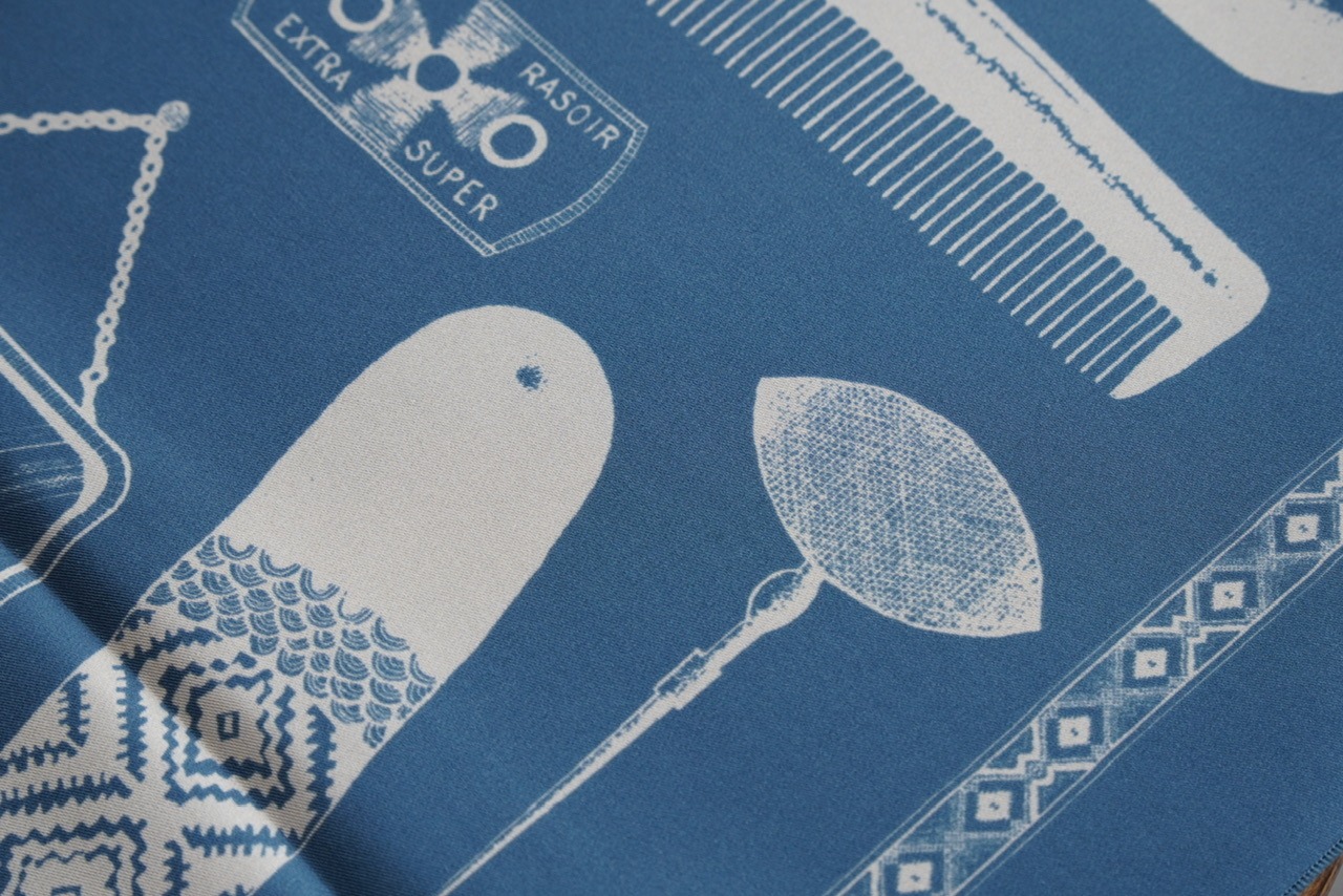 【A PIECE OF CHIC】SILK SCARF / BARBER - STONE BLUE