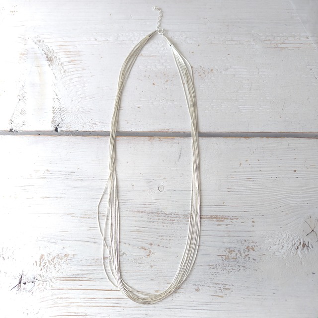 10連 60cm + 5cm ナバホ リキッドシルバーネックレス インディアン 