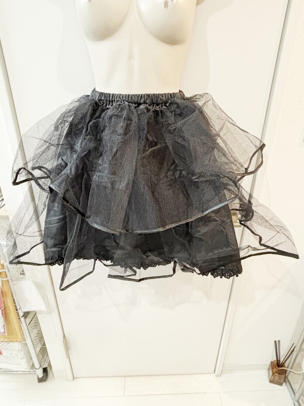 【アウトレット】裾レースパニエ 黒色 50cm丈