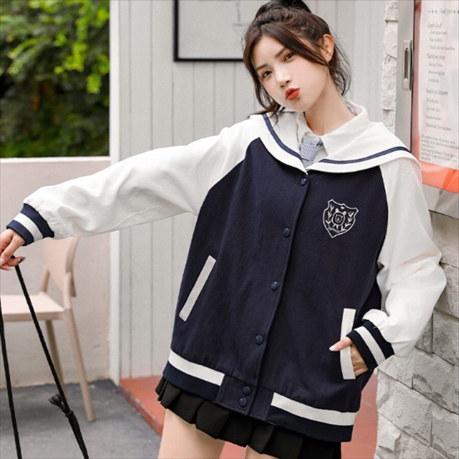 送料無料】 パーカー セーラー服風デザイン 長袖 カジュアル系