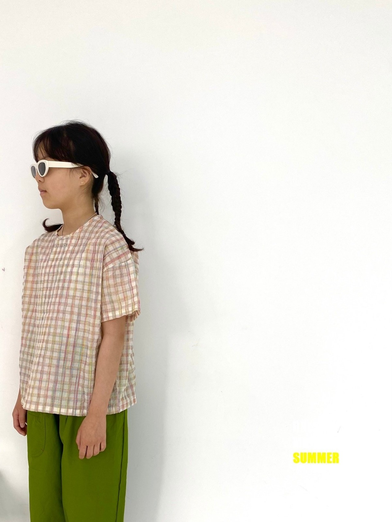 【ドレスモンスター DRESS MONSTER】ボタンチェックサマーブラウス ピンク 110cm~140cm  240503 - 10
