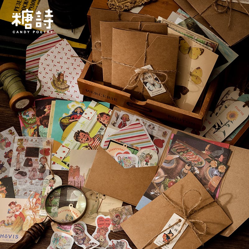 CANDY POETRY糖詩】复古手作集册シリーズ 混合 ステッカー 紙素材