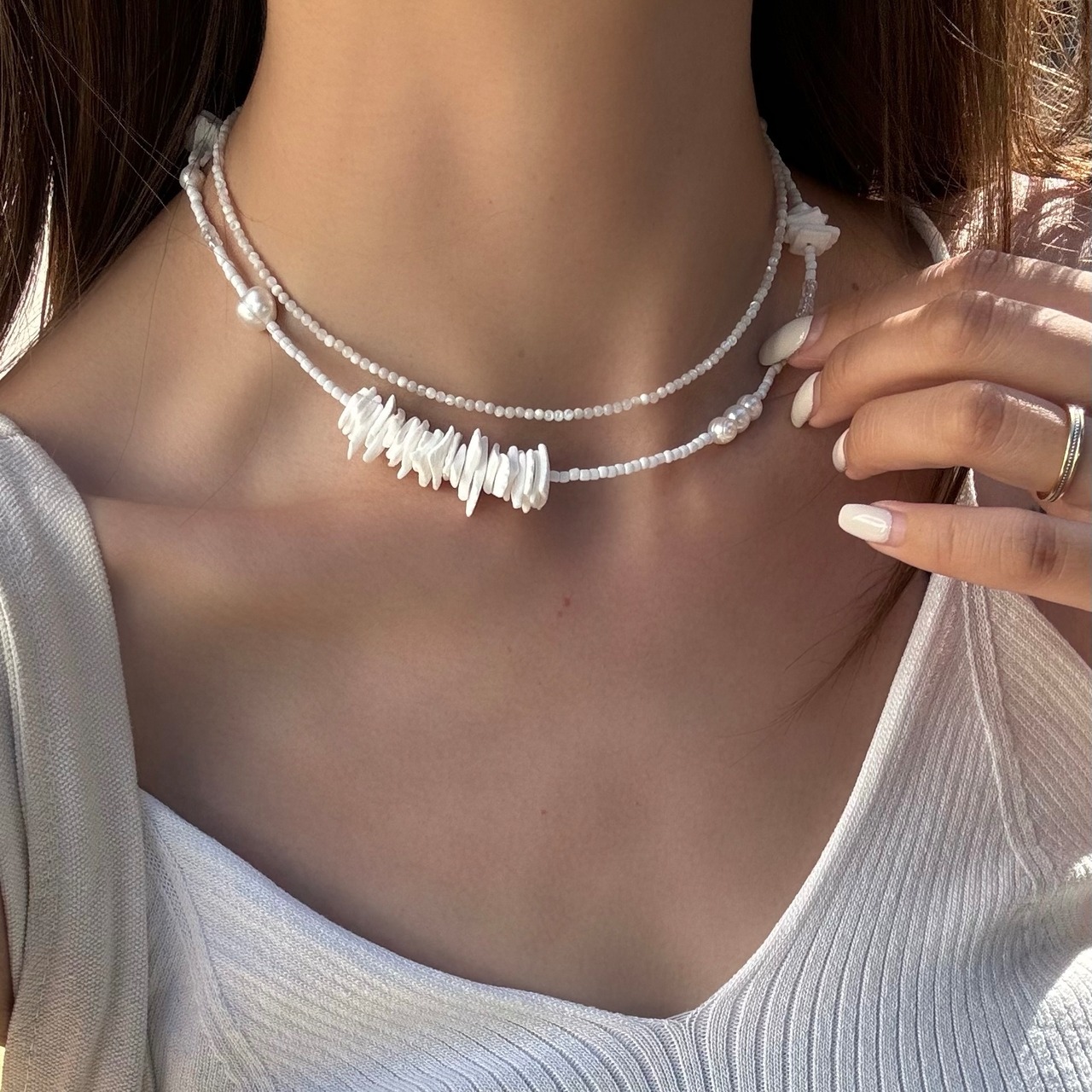 [shell×pearl］beads necklace［BZ03 ］