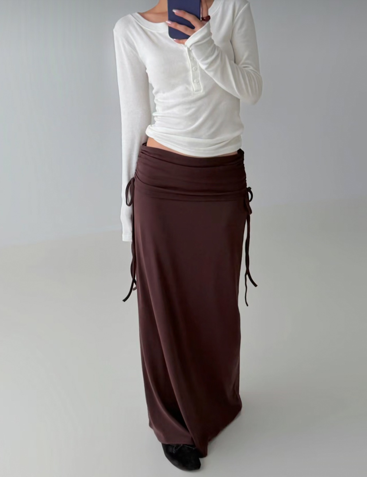 【新作5%OFF・3日間】Side-Shirring Stretch Skirt_3colors