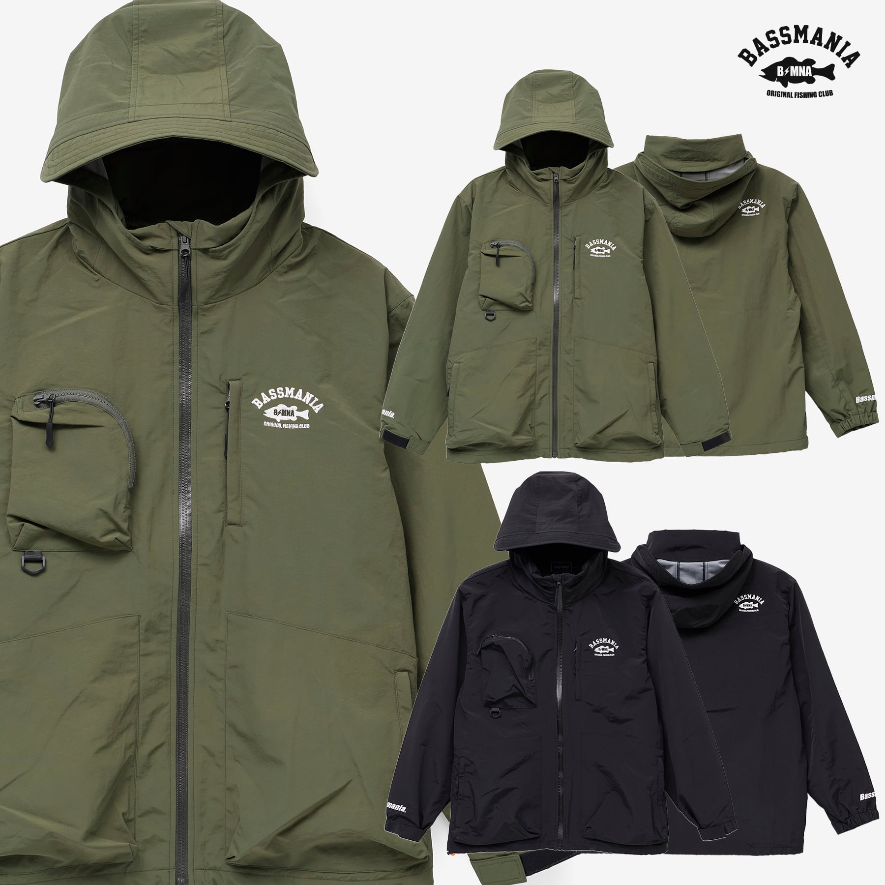DeepRangebybassmania】2Layer Fishing Gimmick Nylon Jacket［KHAKI