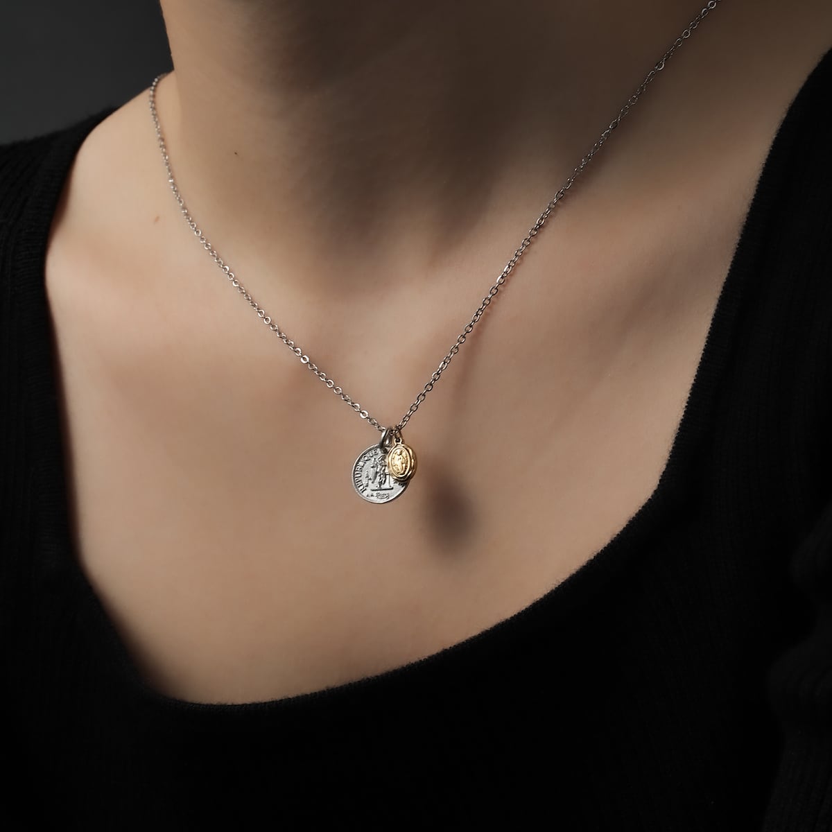 316L double coin necklace #N58 | loseford 316L double coin necklace #N58 | loseford