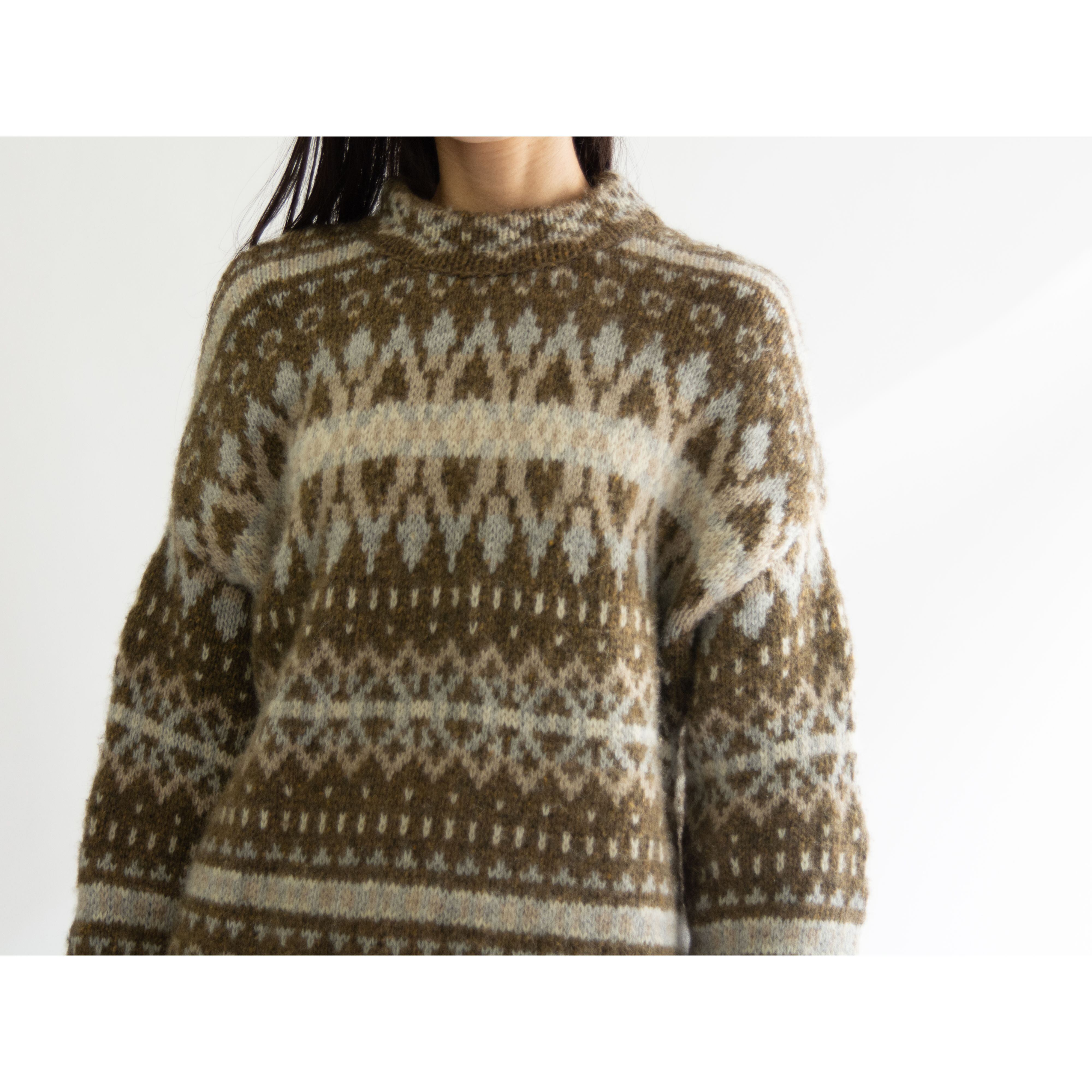 【UNITED COLORS OF BENETTON】Made in Italy Wool-Nylon Nordic Sweater（ベネトン イタリア製ウールナイロンノルディックセーター）