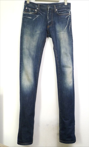 美脚◆Dior Homme ディオールオム ヴィンテージ ウォッシュ USED加工 スリム コットン デニム パンツ 28紺◆ 色褪せることのない美脚パンツ