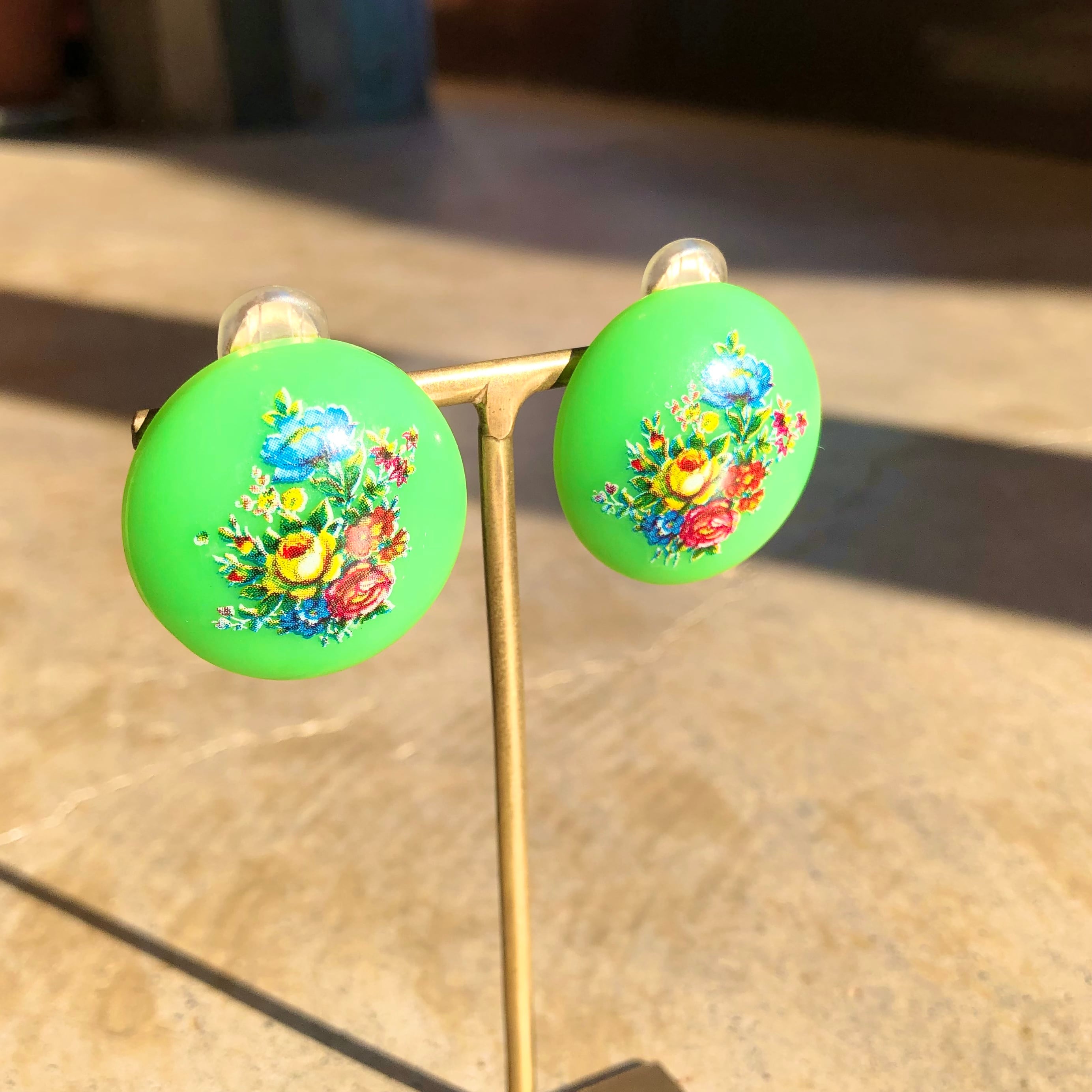 257 ドイツ製ヴィンテージ×高級ボタンカボション ピアス・イヤリング vintage accessory カボションピアス カボションイヤリング | HACCI