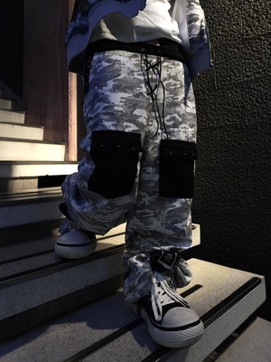 【PLANET STUDIO】Camo Lace Up Pocket Wide Pants