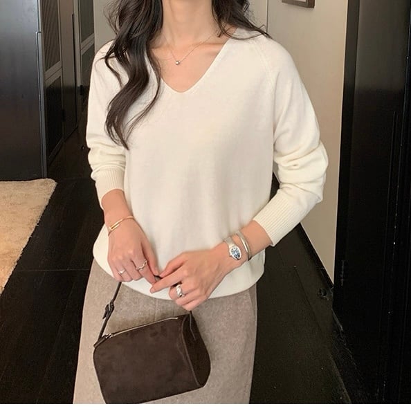 Vネックニットプルオーバー ◆4col YH9659