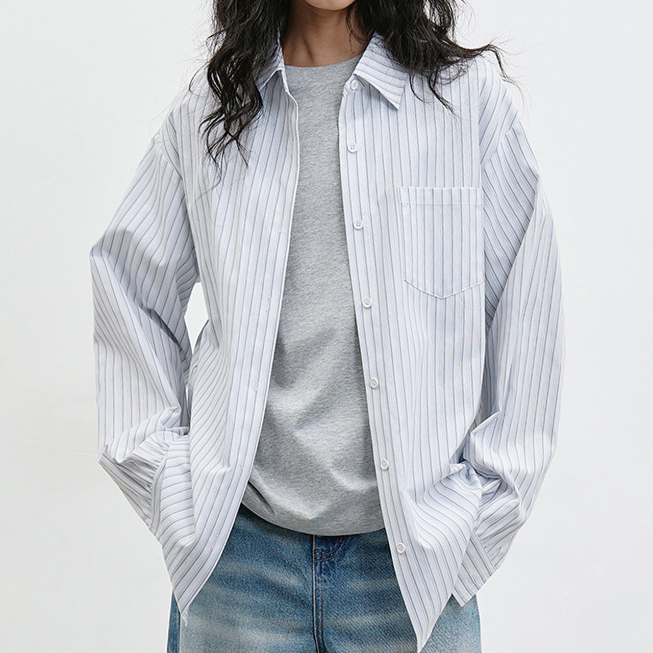 Minimal stripe over shirt A00246