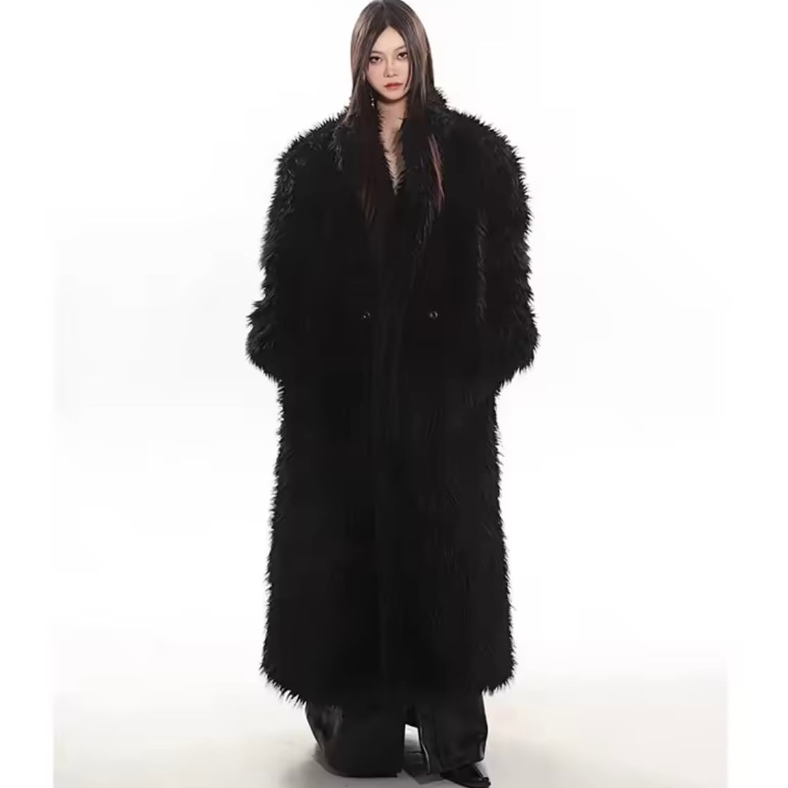 良品▽SAGA MINK サガミンク 裏地ロゴ柄 本毛皮コート ブラック F 毛質