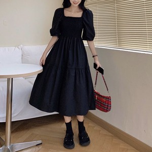 スクエアネックパフスリーブワンピース A0797