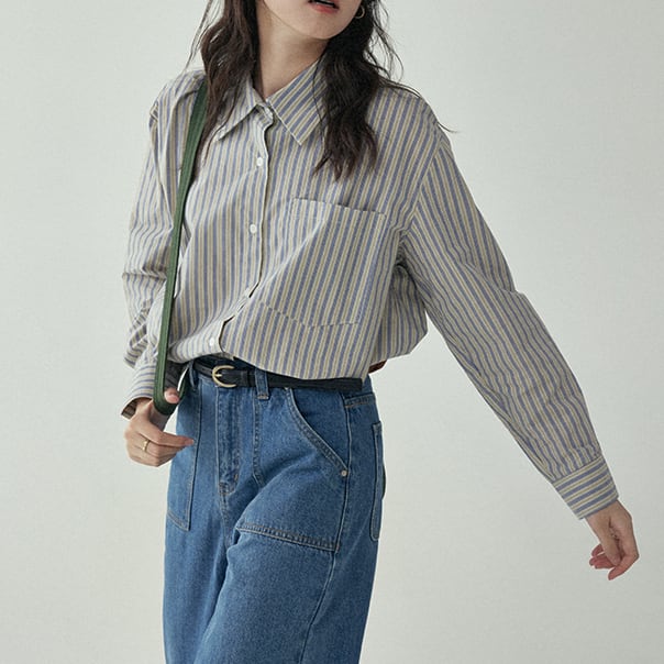 French art stripe shirt S386