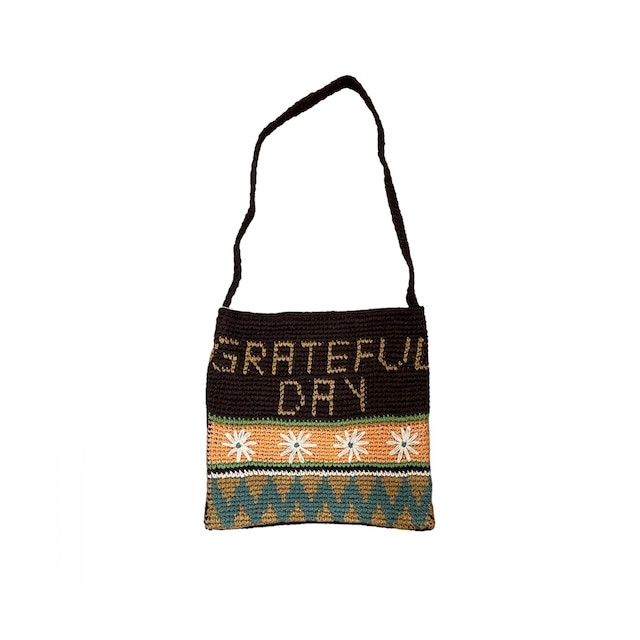 HAVE A GRATEFUL DAY #Crochet Shoulder Bag Brown